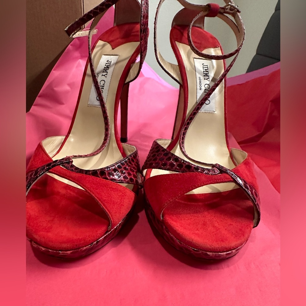 Jimmy Choo Red Snake Skin Heels 👠 - Picture 3 of 7